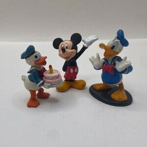 Disney Mickey Mouse Donald Duck 3pc Hong Kong Applause Vintage Cake Toppers Lot